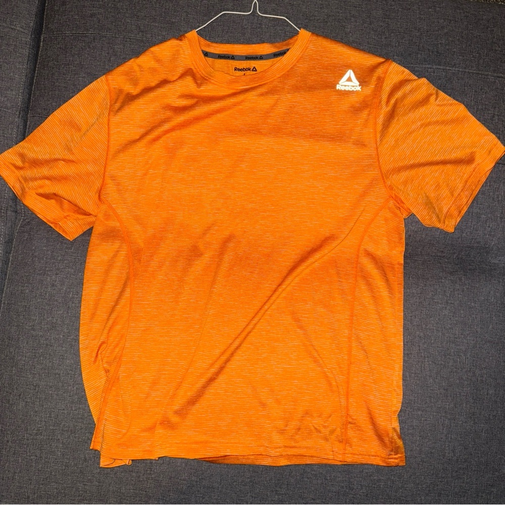 Reebok Orange Athletic Crew Neck Short Sleeve T-Shirt Mens Size L